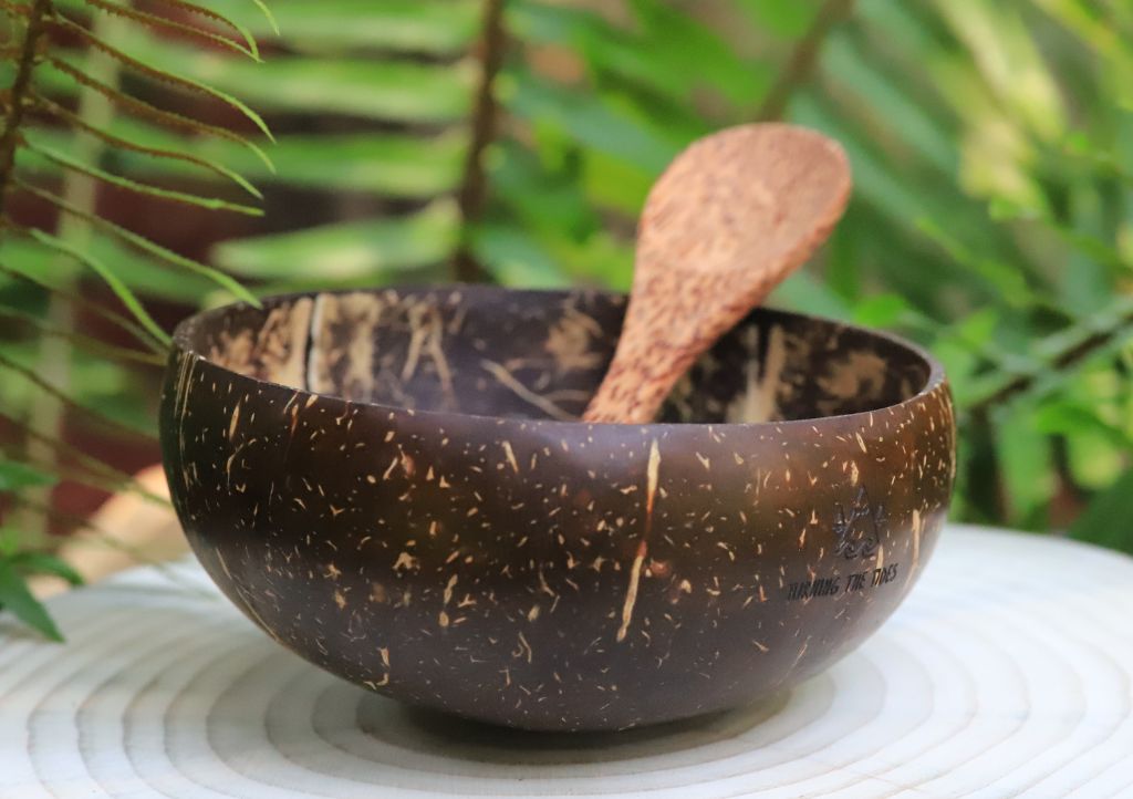Coconut Bowls and wooden spoons